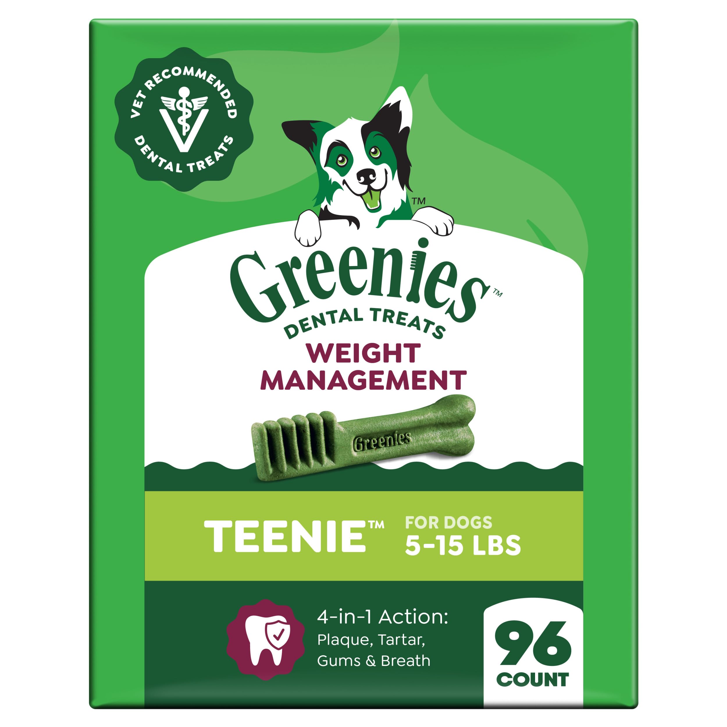 Greenies batonnets dentaires pour chien teenie, nettoyage jusqu’à la ligne gingivale.