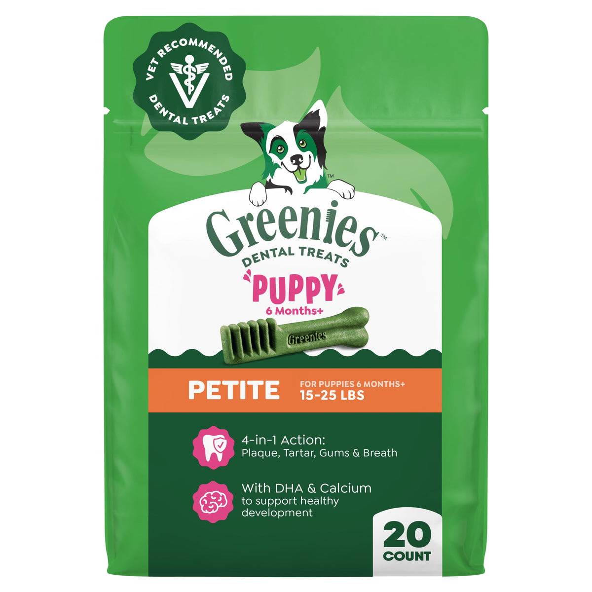 Greenies biscuit dentaire chiot petite, hygiène bucco-dentaire pratique.