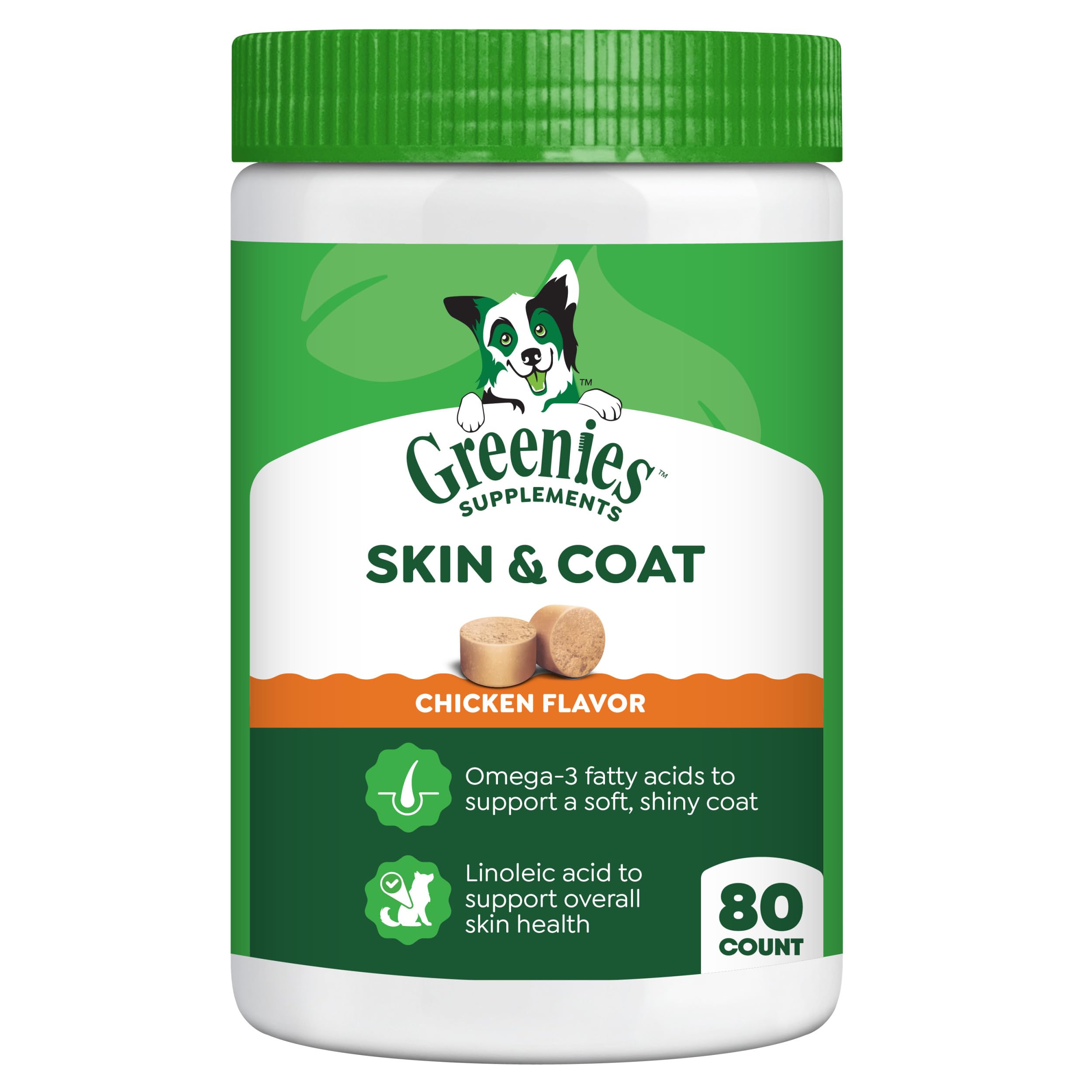 Greenies bouteille compléments peau-poil, soutien potentiel pelage brillant.