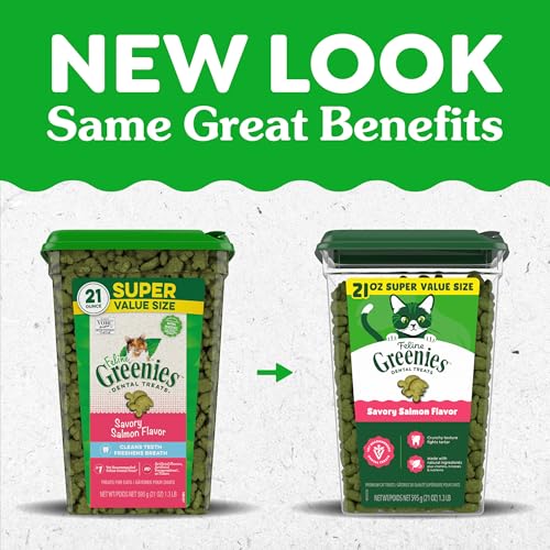 Greenies chat friandises dentaires saumon - pot: format pratique pour une collation quotidienne.