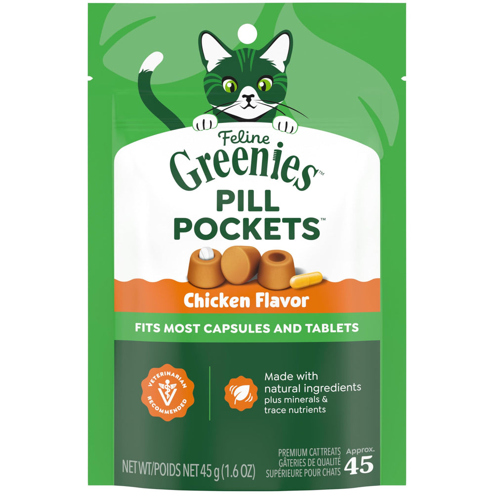 Greenies chat Pochettes-pilules-saveur-poulet facilite l'administration des pilules.