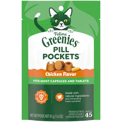 Greenies chat Pochettes-pilules-saveur-poulet facilite l'administration des pilules.