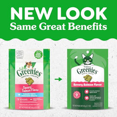 Greenies chat-traites-dentaires-saumon-texture-croquante: texture croquante nettoyante pour les dents.