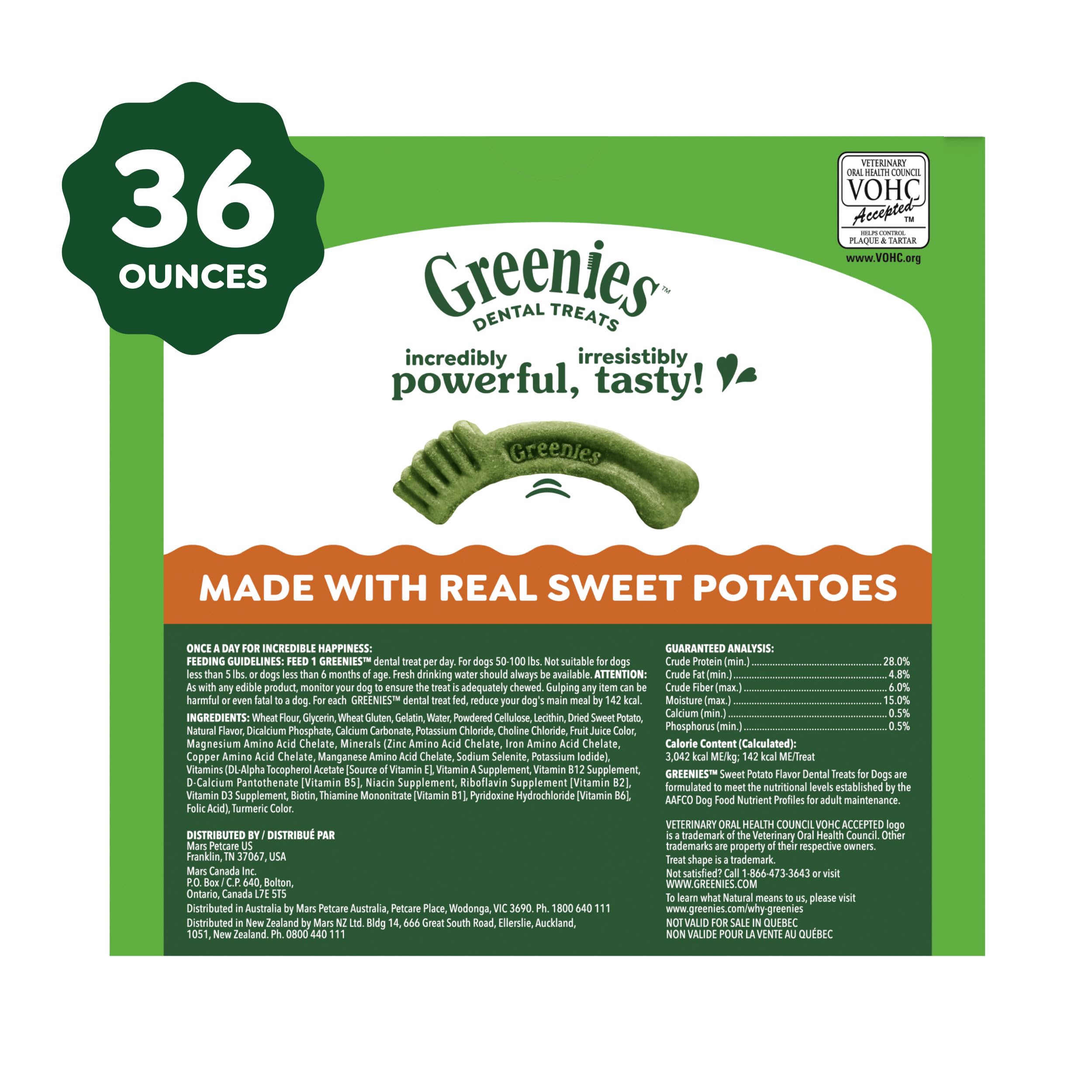 Greenies adaptées aux chiens 50-100 lb pour mastiquer confortablement.