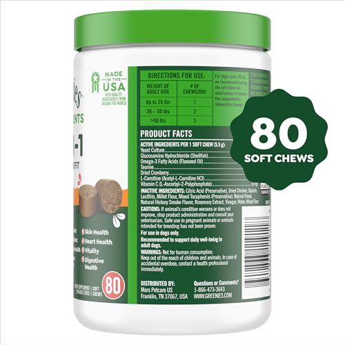 Greenies compléments chien glucosamine, articulation et mobilité améliorées.