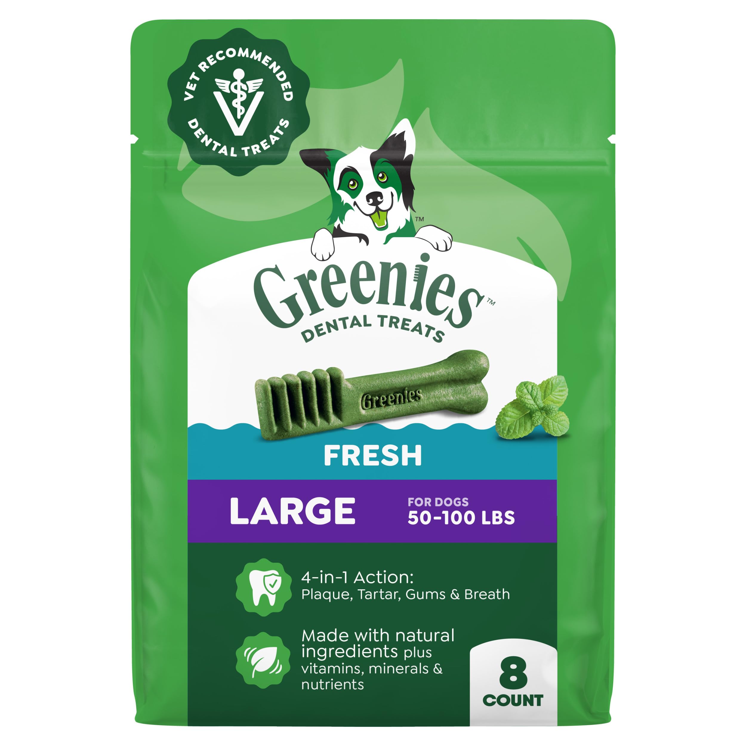Greenies conditionnement 12oz grande taille: emballage pratique pour chien adulte.