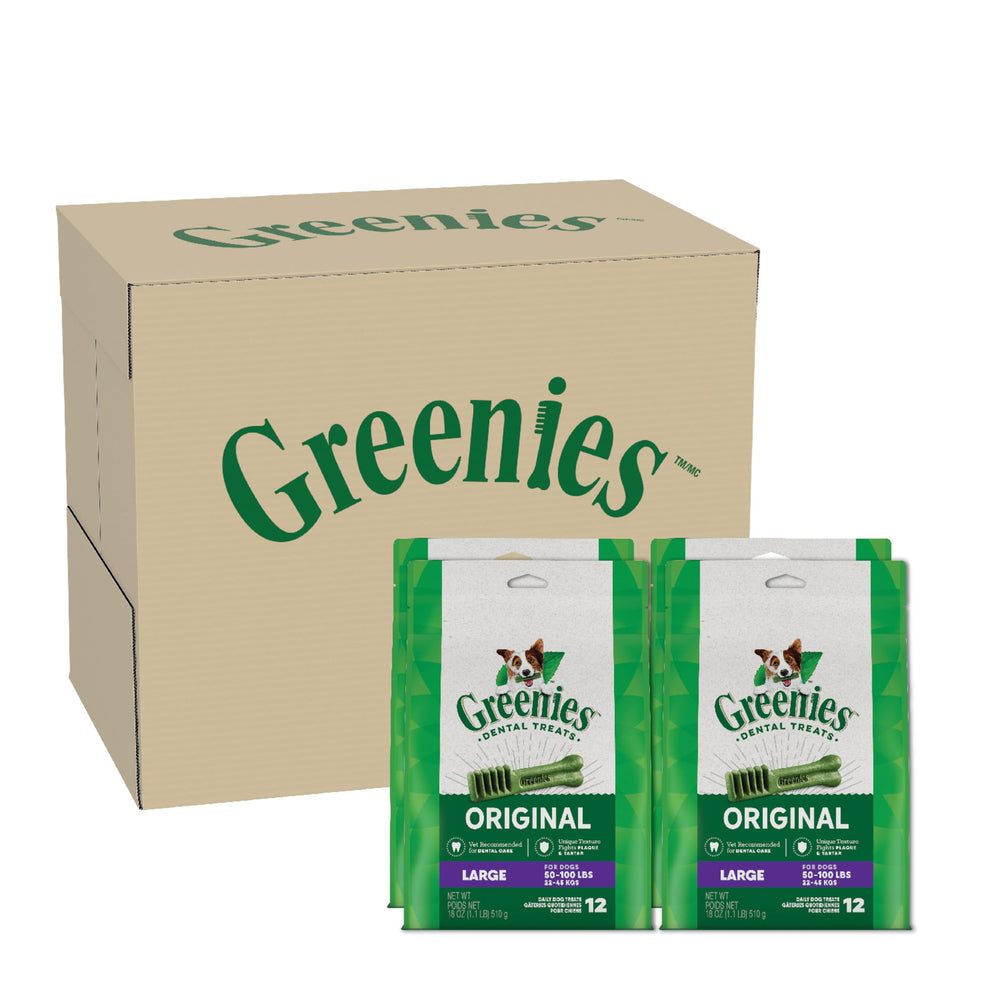 Greenies pour chien grande taille, paquet 4x12, pratique pour le quotidien.