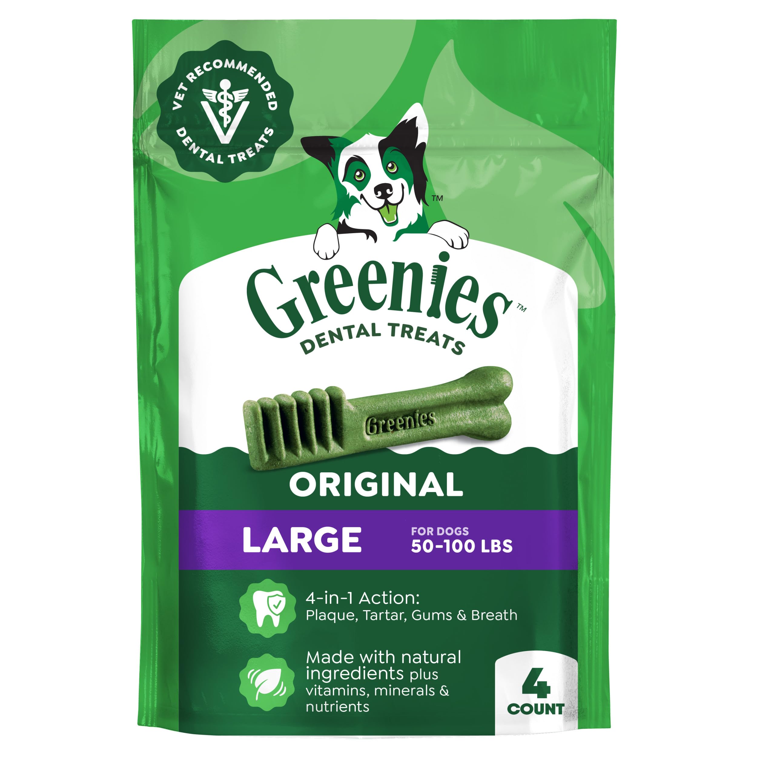 Greenies dentaires grand format – emballage visible prêt à offrir.