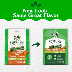 Greenies mini, texture mordante en action pour nettoyer les dents.