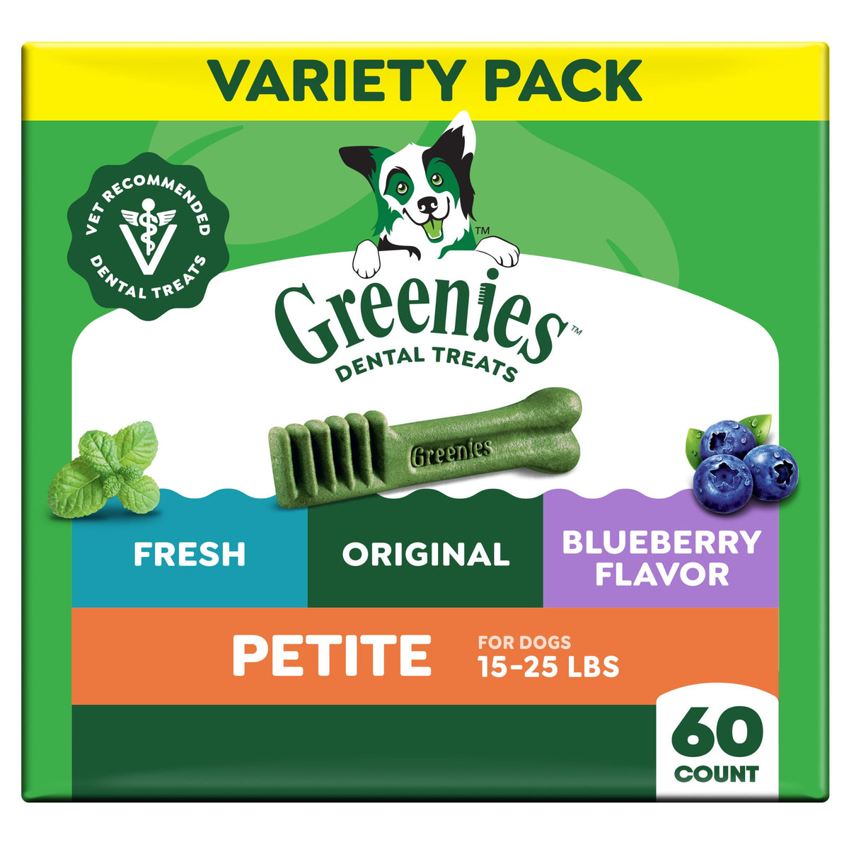 Greenies, texture unique, nettoie la ligne gingivale et réduit le tartre