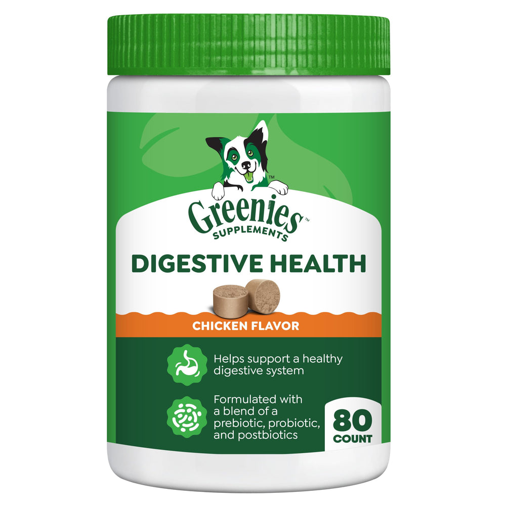 Greenies Digestive Health Probiotics dans un sachet de 80 friandises.