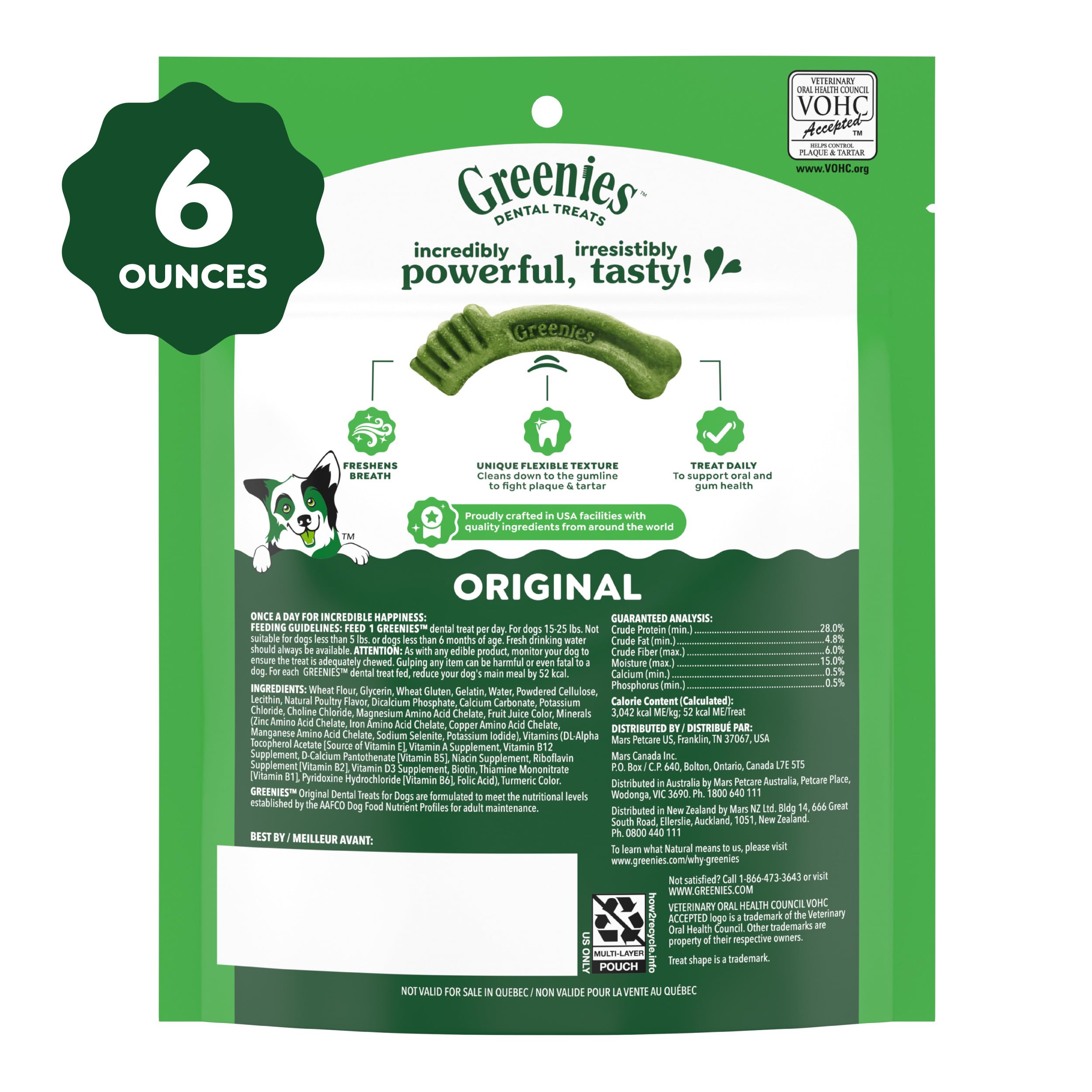 Greenies emballage 6oz 10 pièces, format pratique pour le quotidien.