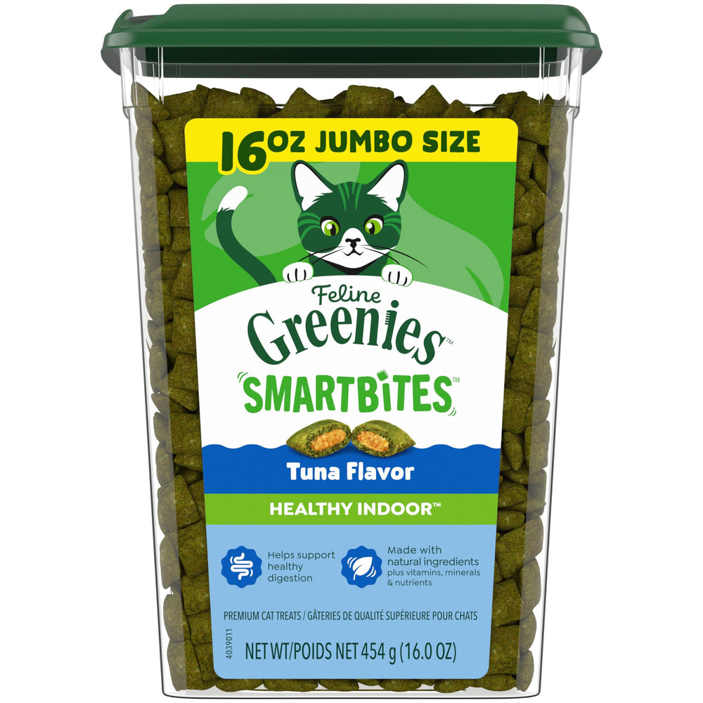 Greenies Feline Smartbites pot-tuna-16oz : régal savoureux pour soutenir digestions et poids équilibré.