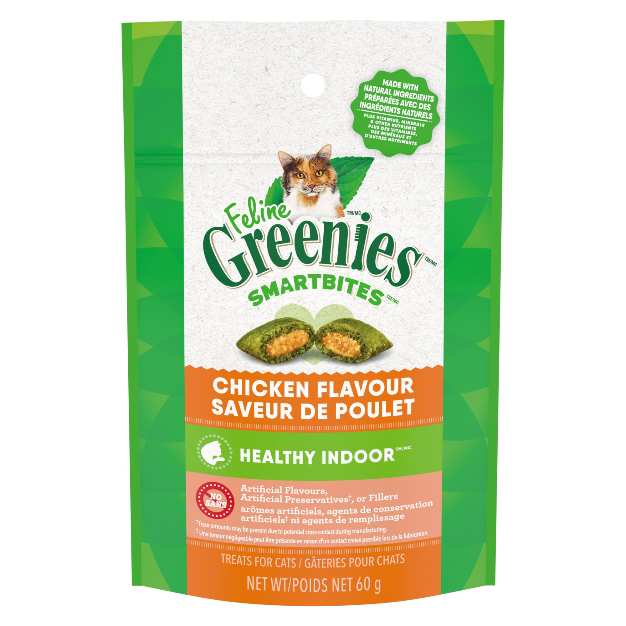 Greenies Feline Smartbites emballage 2,1 oz pour chats d'intérieur
