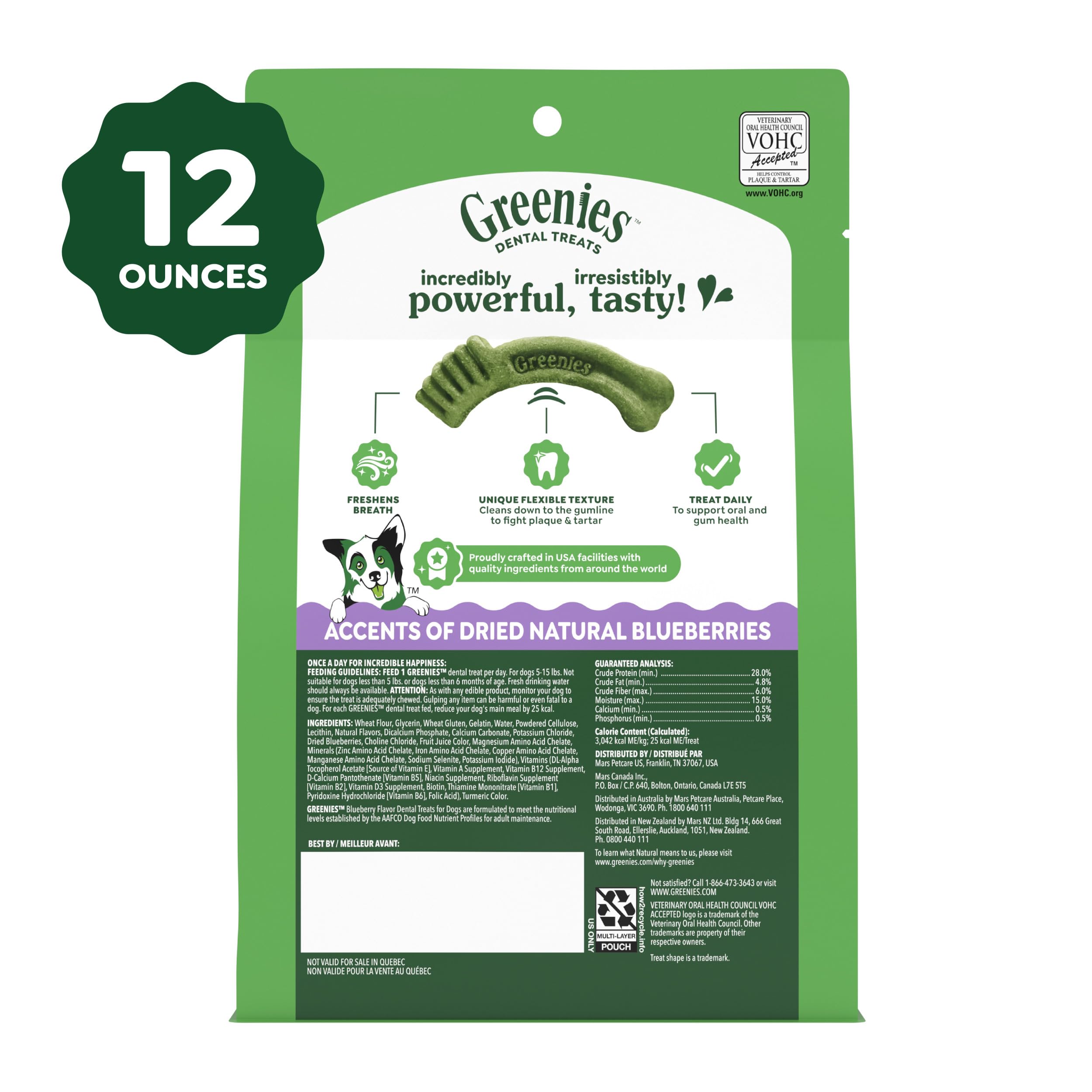 Plan démontrant la structure nettoyante des friandises Greenies pour le nettoyage des dents.
