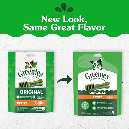 Friandise dentaire originale Greenies pour petits chiens, favorise haleine fraîche.
