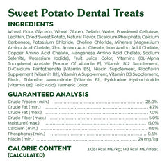 Greenies ingredients naturels dentaires chien patate douce, friandises dentaires potentielles.