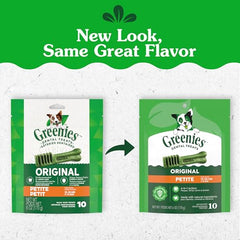 Greenies nettoyage dents petit chien, texture unique qui atteint la ligne gingivale.
