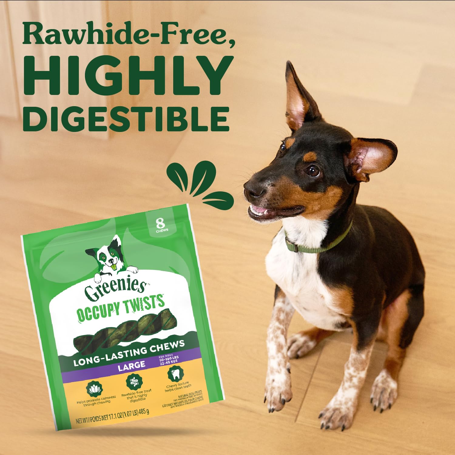 Greenies Occupy Twists – Forme twist favorisant la mastication et le soin dentaire.