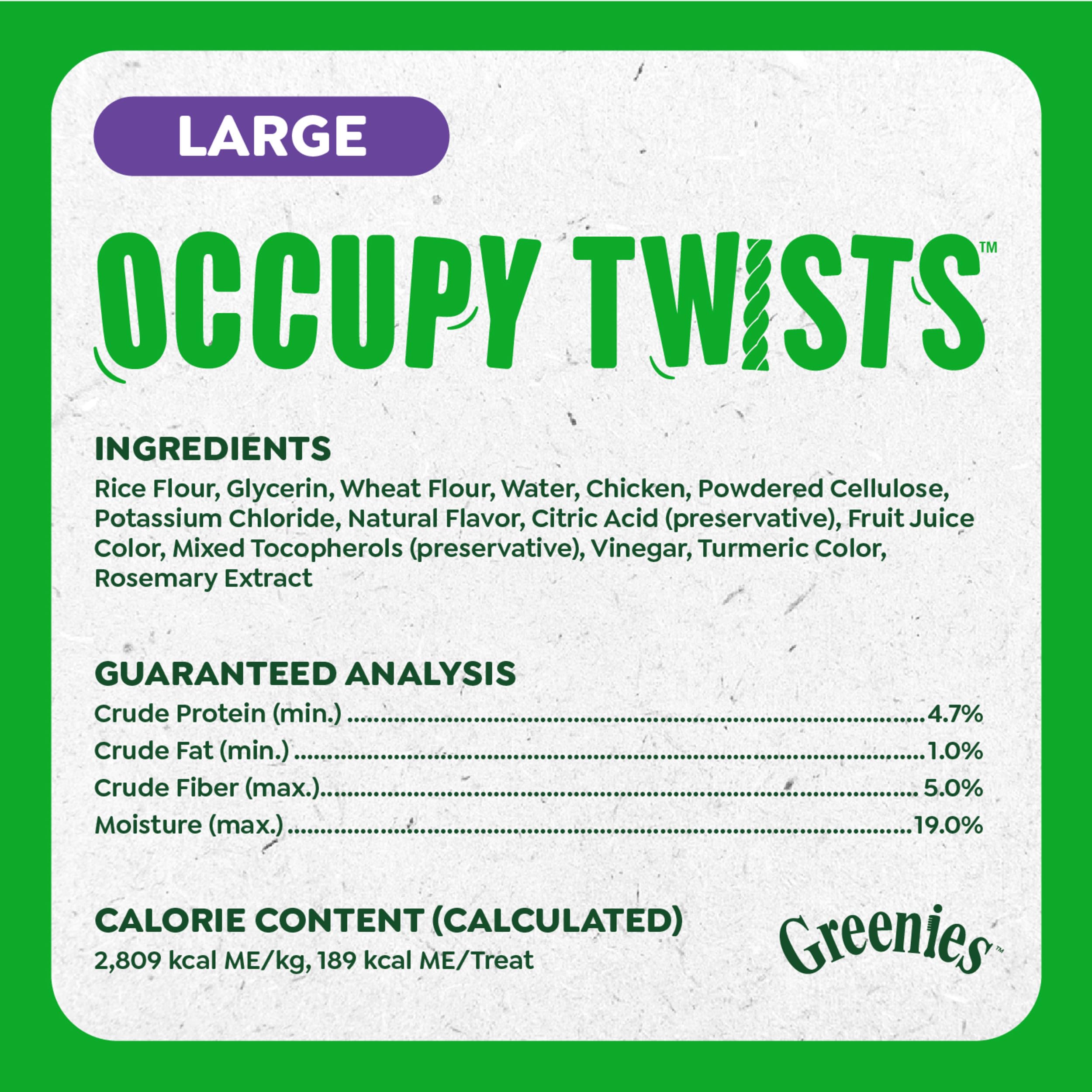Greenies Occupy Twists grande taille, adaptée pour chiens lourds