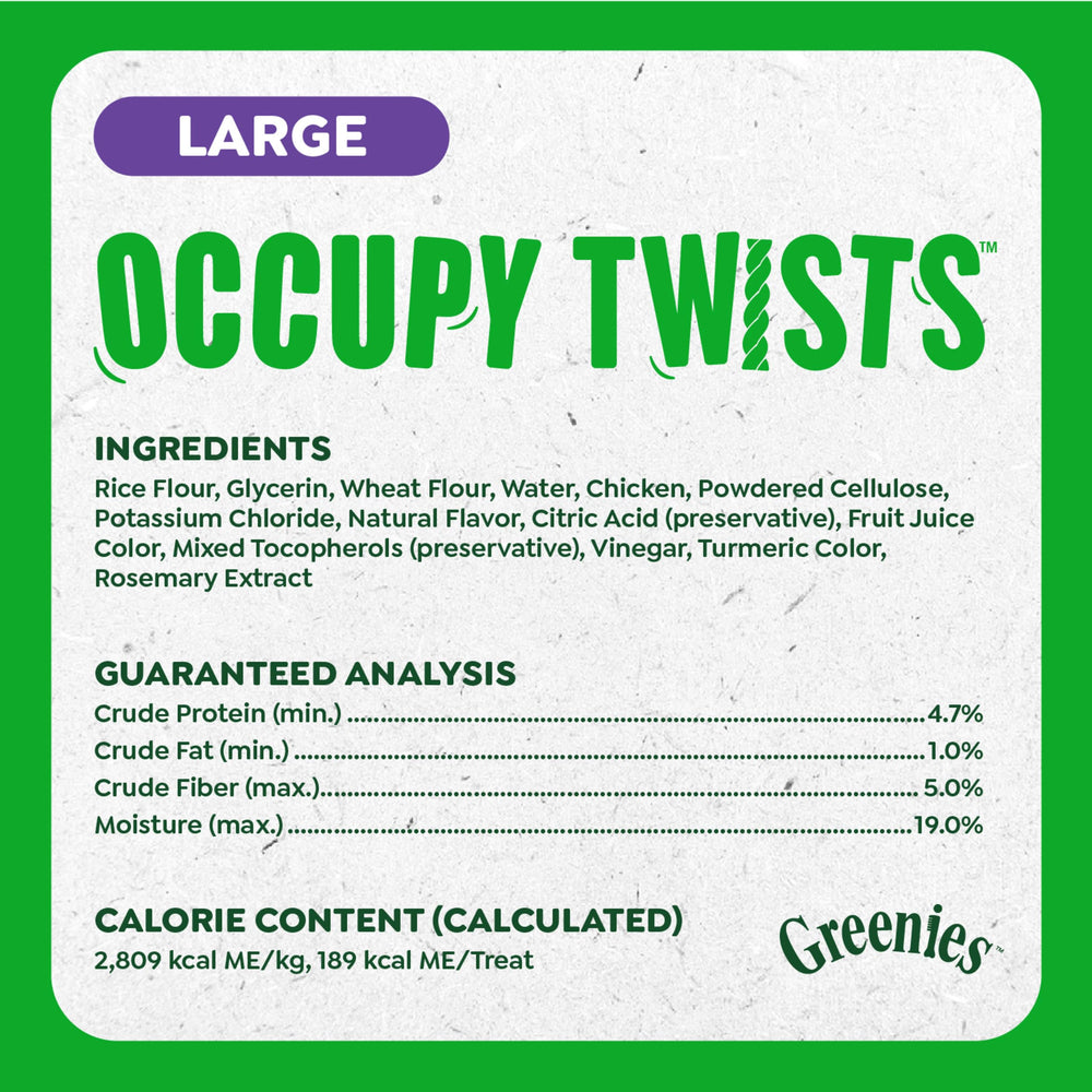 Greenies Occupy Twists grande taille, adaptée pour chiens lourds