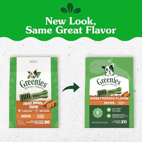 Greenies Petite, design dentaire nettoyant jusqu’à la gencive pour un souffle frais.