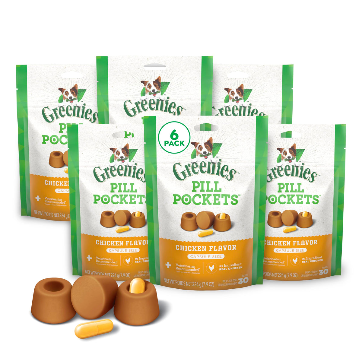 Greenies Pill Pockets pour chien grande taille et emballage pratique facilitant l'administration.