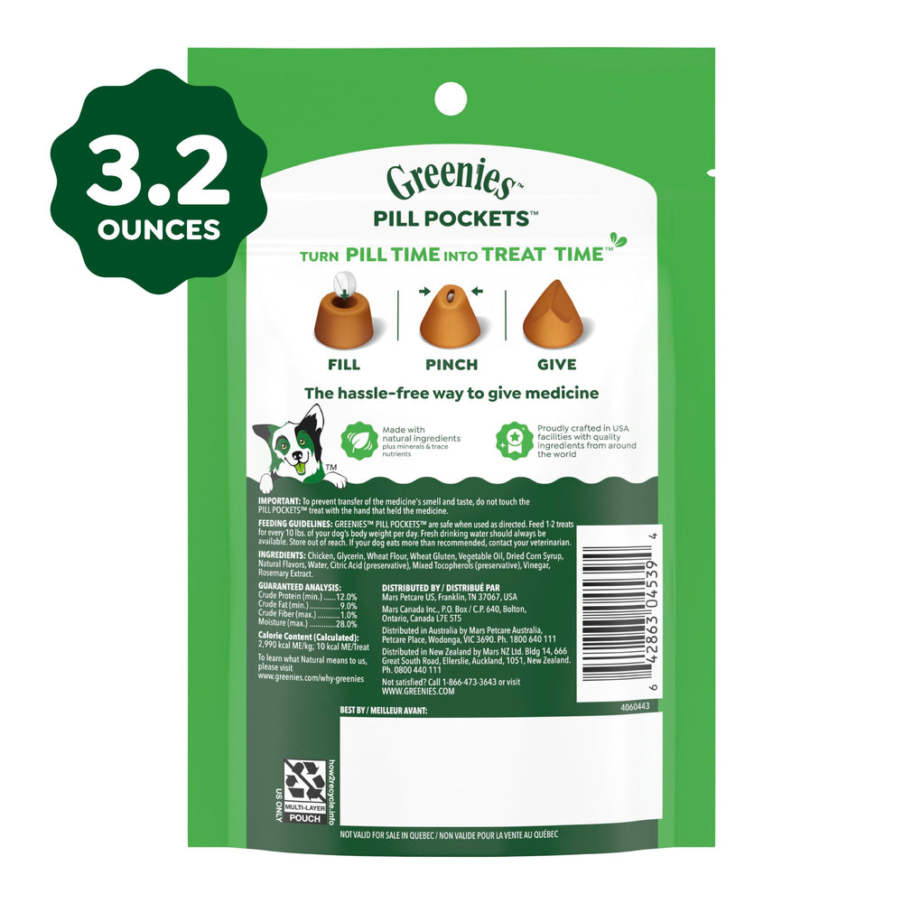Goût poulet authentique et texture moelleuse de Greenies rend l'expérience agréable.