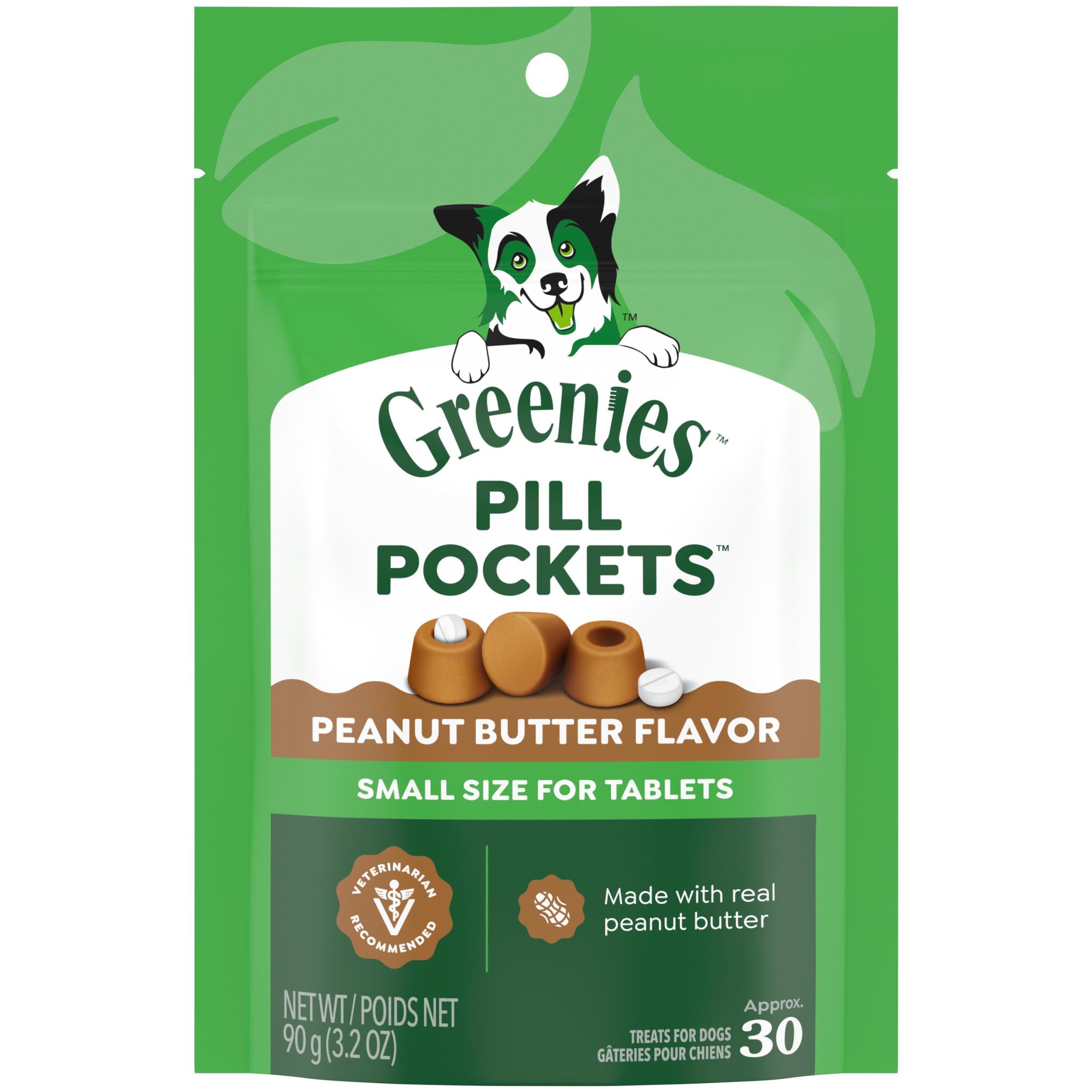 Greenies Pill Pockets petit format au beurre d'arachide masquant l'odeur des pilules.