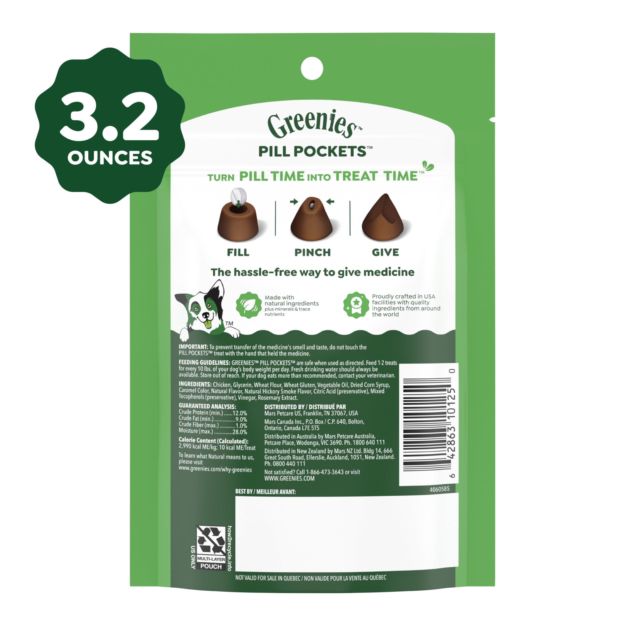 Greenies Pill Pockets solution médicamenteuse pratique, rend l’administration plus fluide.