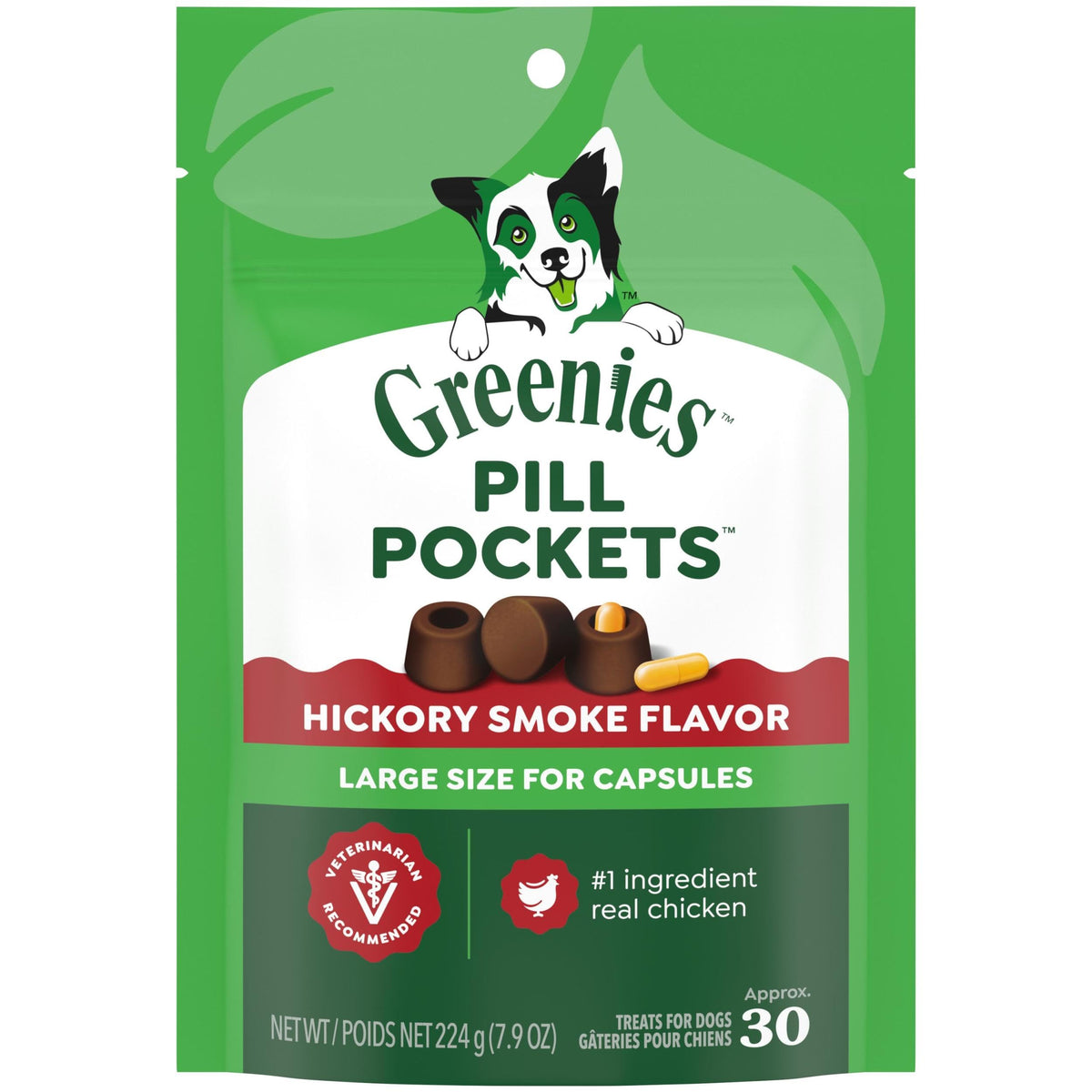 Poche Greenies pour gélules chien grande taille, pratique et sans désordre.