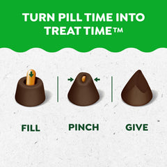 Capsule dans une poche Greenies, administration simple pour chien.