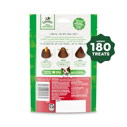 Greenies Pochettes pour chien, acceptation facile des capsules.