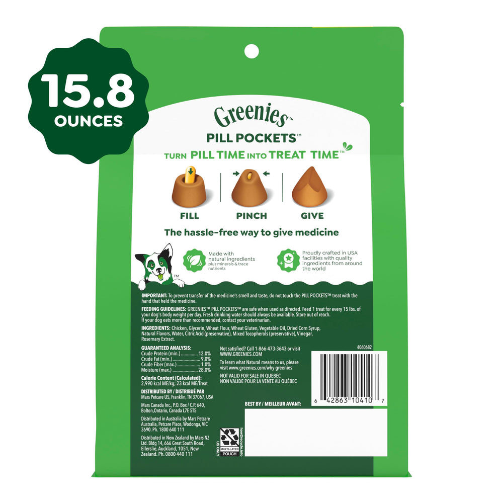 Greenies pochette pilules chien friandise poulet, plaisir et efficacité