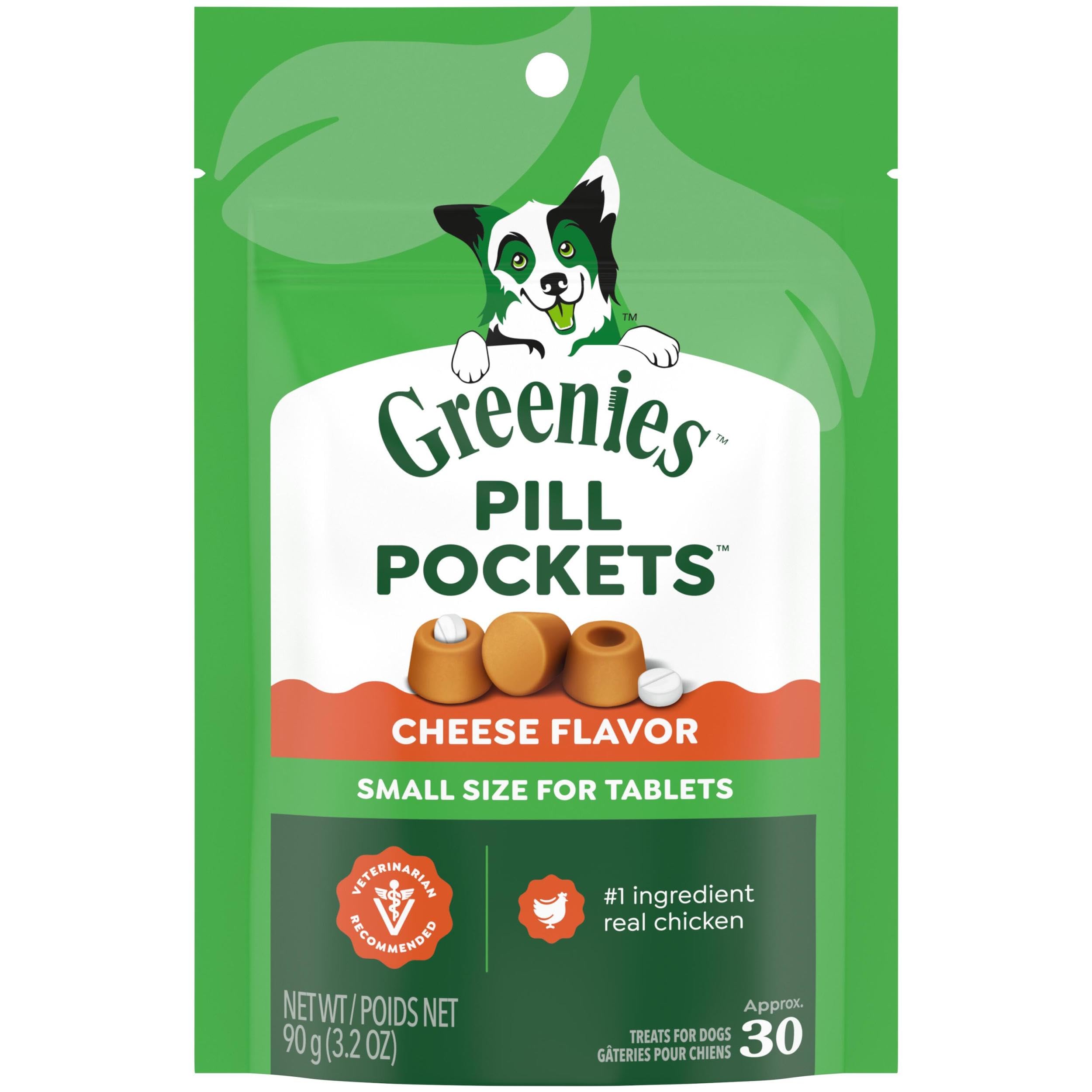 Greenies Pochettes-Pilules pour petit chien fromage, friandise pratique pour medicament.