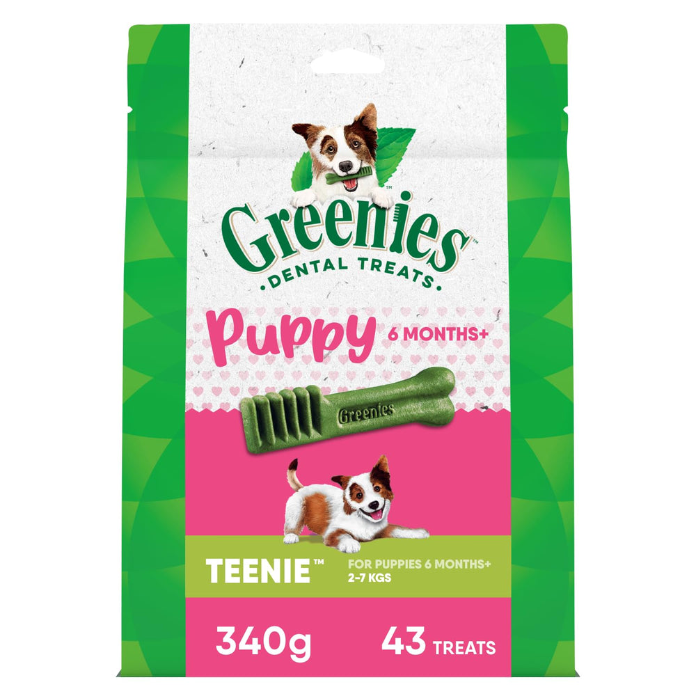 Greenies Puppy Dental Treats emballage 12oz, soutien potentiel à l hygiène dentaire.
