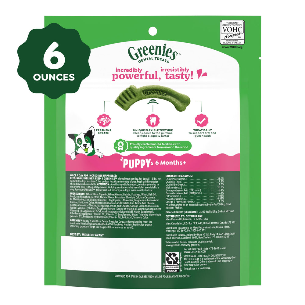 Paquet Greenies Puppy Teenie de 22 bouchées (6 oz).