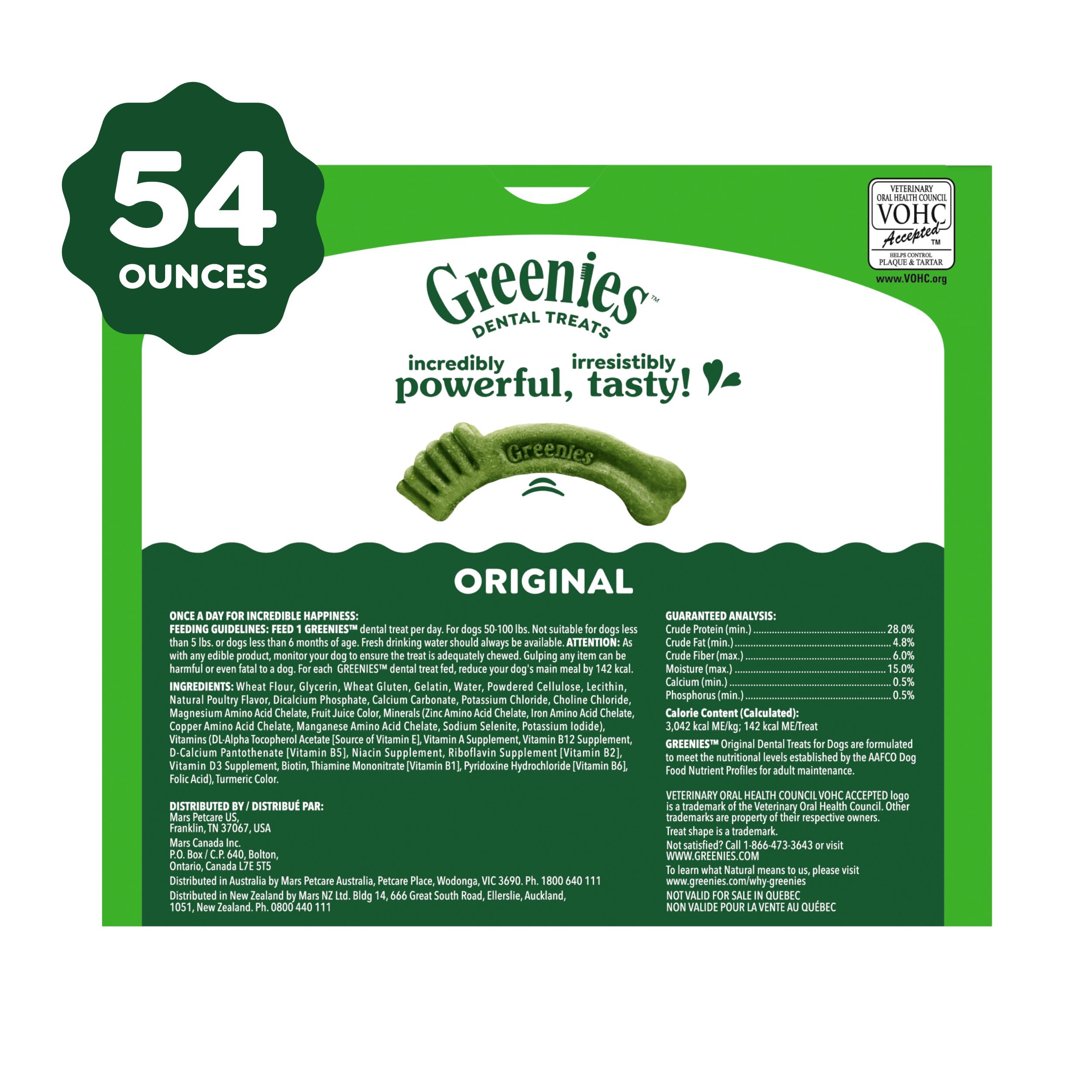 Greenies saveur originale, récompense agréable et bucco-dentaire.