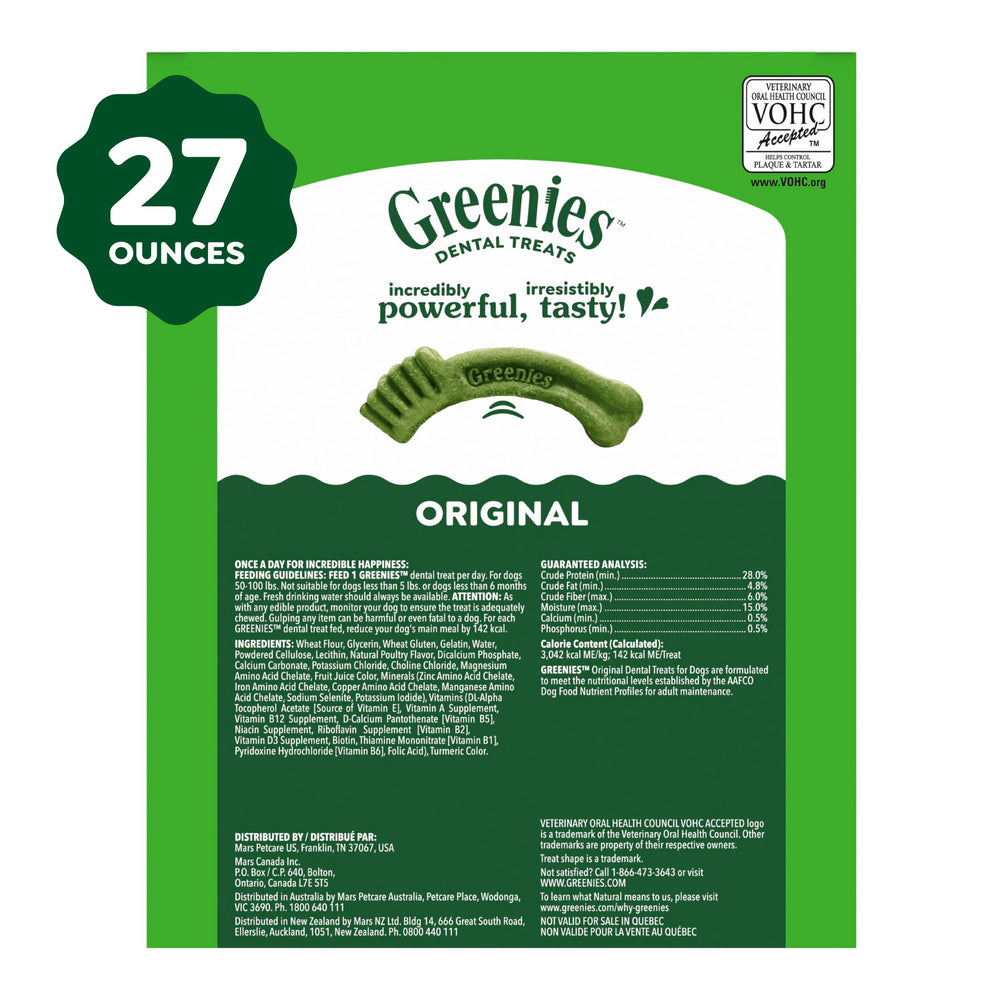 Greenies saveur originale – goût apprécié pour favoriser l’usage régulier.