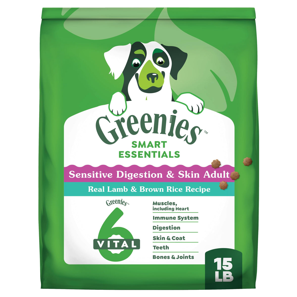 Greenies Smart Essentials sac 15 lb, emballage pratique pour l'alimentation quotidienne du chien.