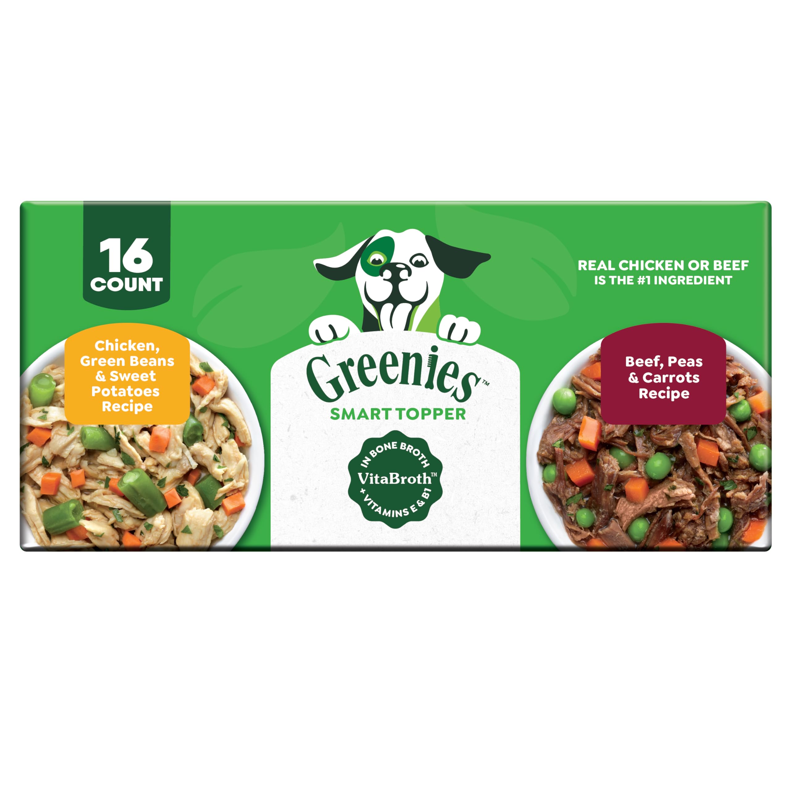 Greenies Smart Topper poulet avec haricots verts et patates douces, saveur irrésistible pour chien