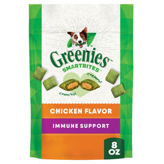 Greenies Smartbites, bouchée double texture croquante et tendre, idéale pour récompenser un chien.
