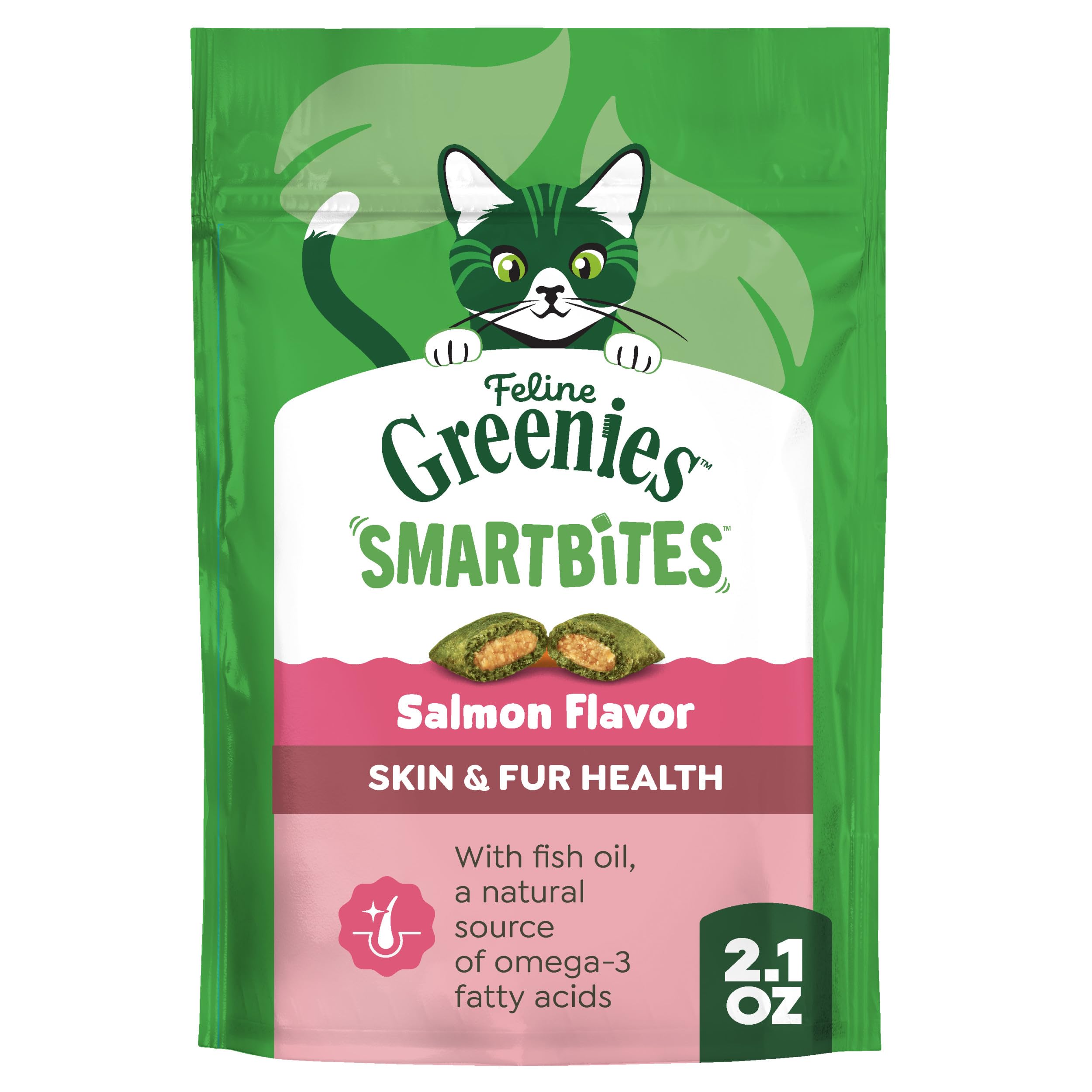 Greenies Smartbites saumon croquant-cremeux pour chat, texture double agréable