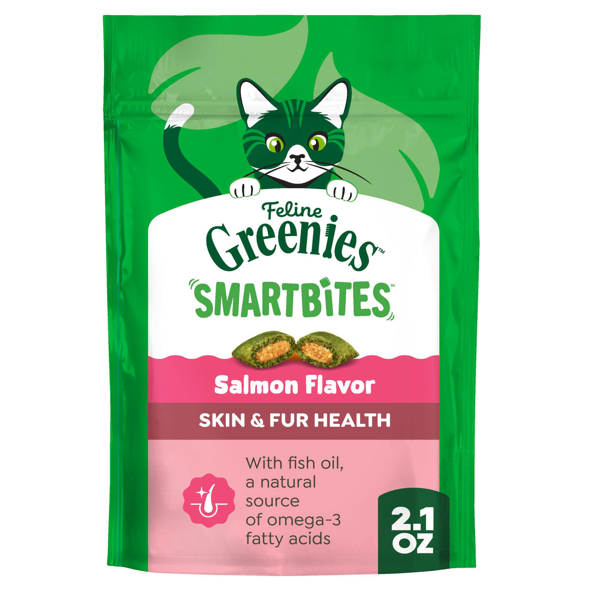 Greenies Smartbites saumon croquant-cremeux pour chat, texture double agréable
