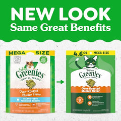 Texture croquante Greenies conçue pour nettoyer les dents lors de la mastication.
