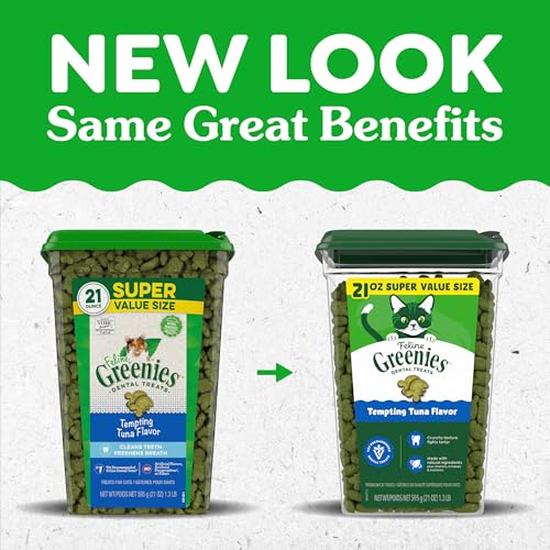 Greenies Chat – tub ouvert avec friandises dentaires.