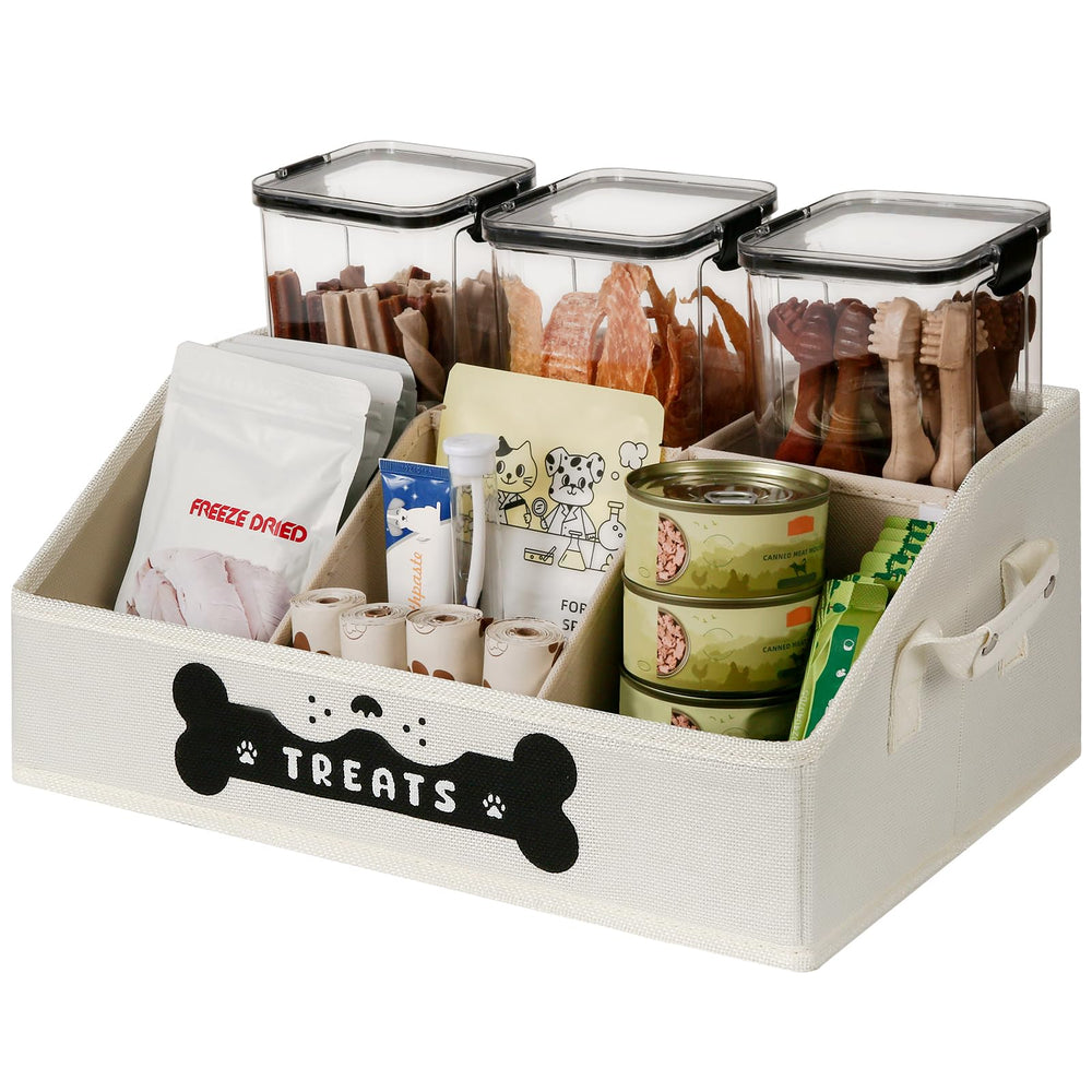 GreenPetopia conteneur friandises chien, vue frontale trapézoïdale, accès rapide.