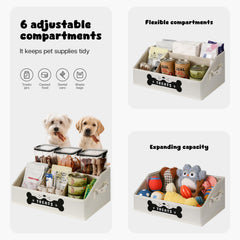 GreenPetopia conteneur friandises chien intérieur avec séparateurs ajustables.