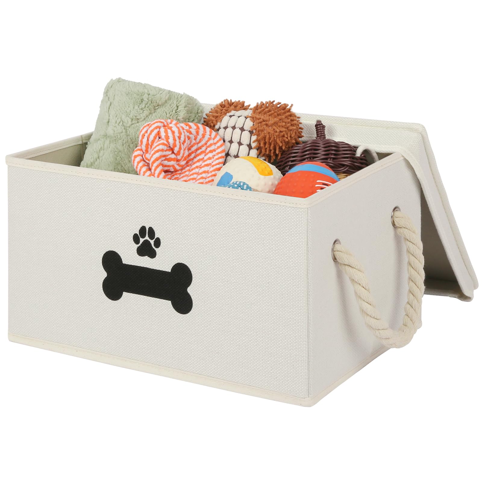 Panier GreenPetopia avec couvercle range les jouets de chien et maintient l’espace propre.