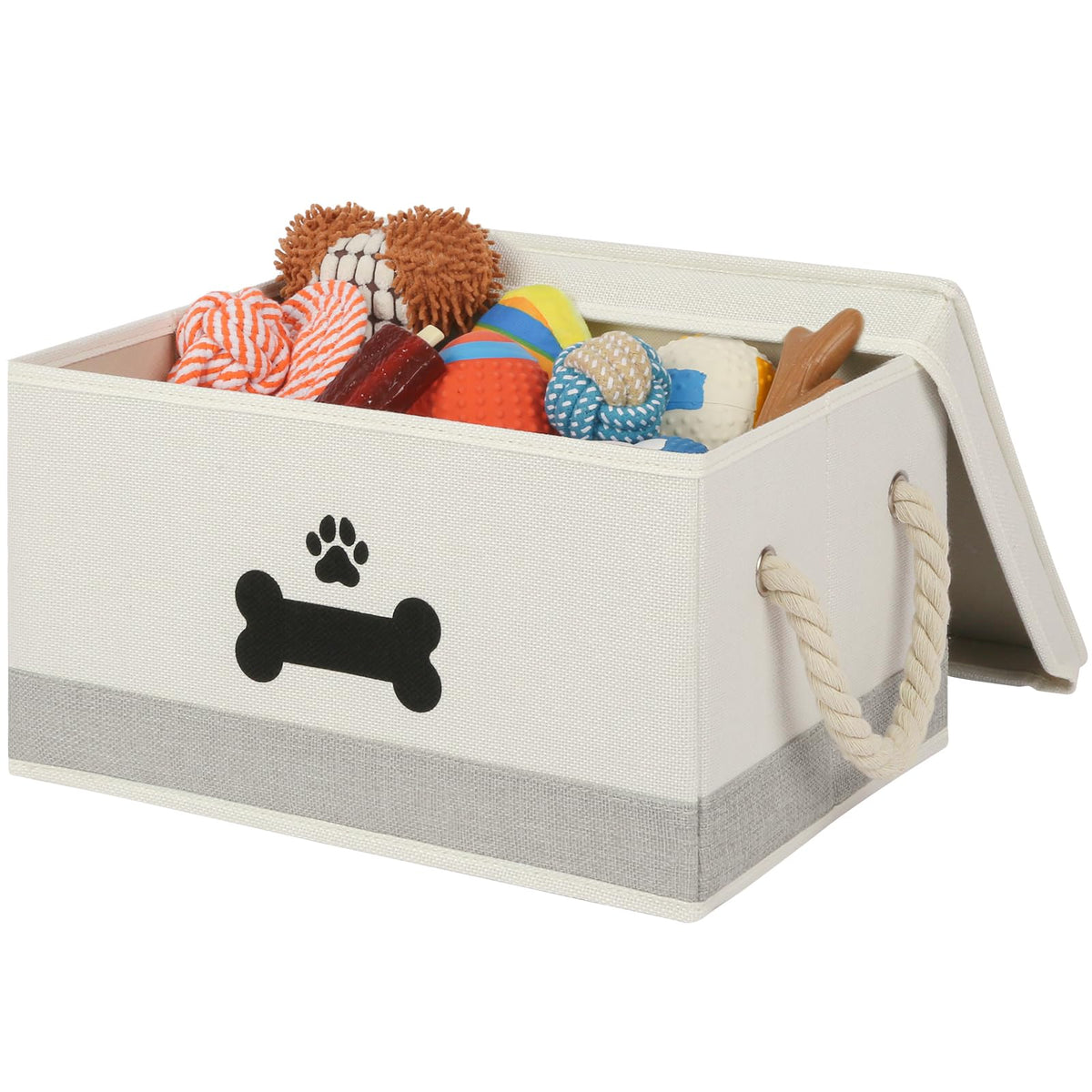 GreenPetopia panier-jouets chien avec couvercle, rangement élégant et pratique